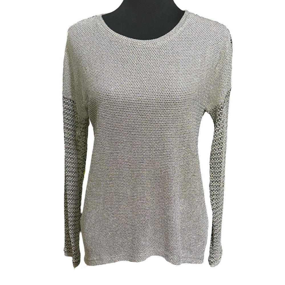 Generation Love Metallic Gold Open Knit Mesh‎ Pullover Sweater Size XS/S